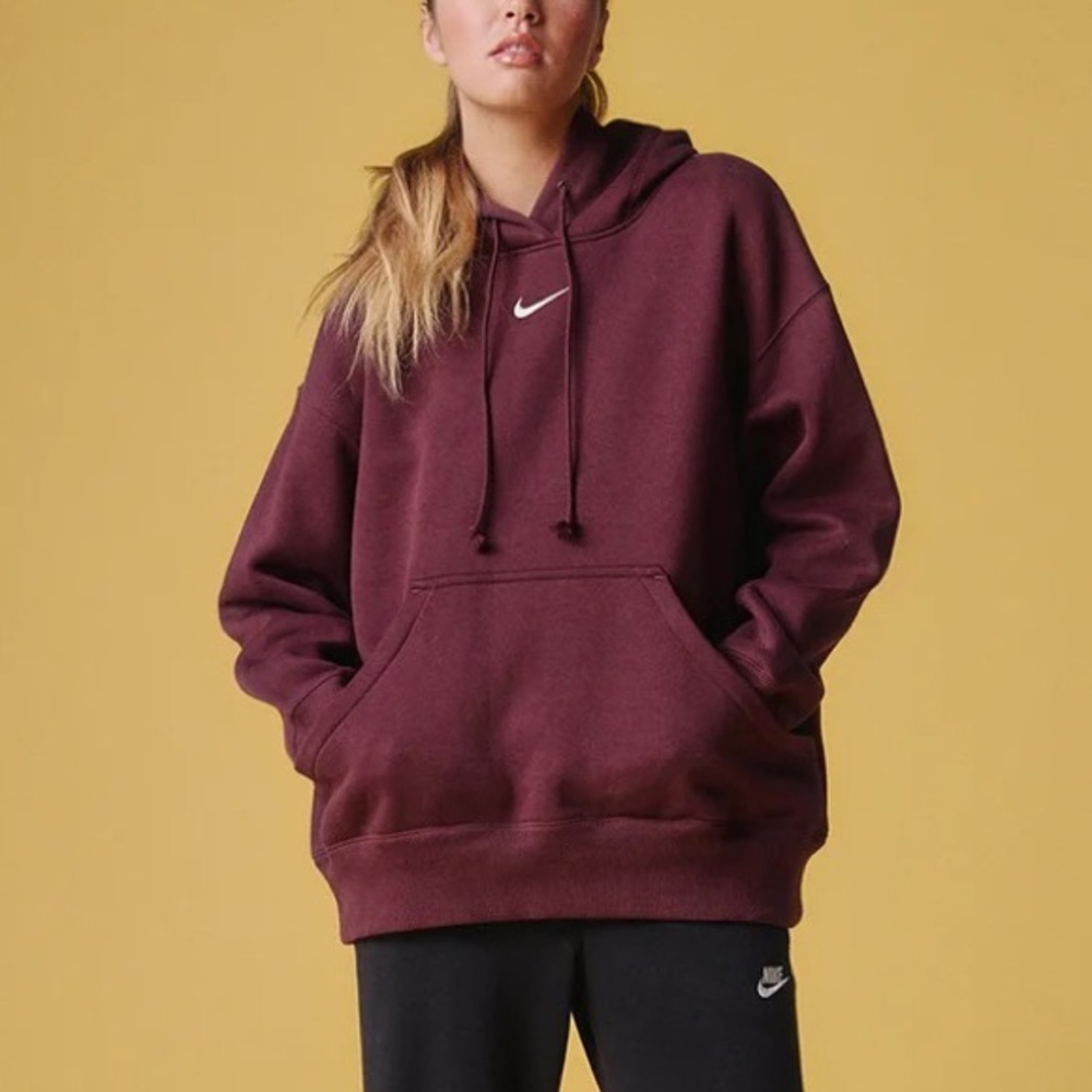 NIKE Womens Oversized Maroon Hoodie Size XS NWT